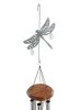 Dragonfly Hanging Hook for Wind Chimes, Bird Feeders, Plants, Memorial Garden - Silver Dragonfly with Crystal Prisms by Weathered Raindrop